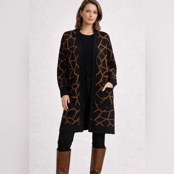 Vintage Bonwit Teller Italian Merino Wool Cardigan | Large | Abstract Print - Picture 6 of 6